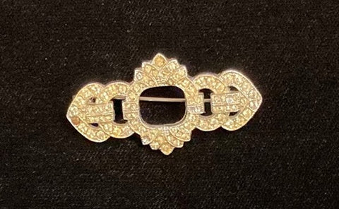 Art Deco metal brooch plated in diamante