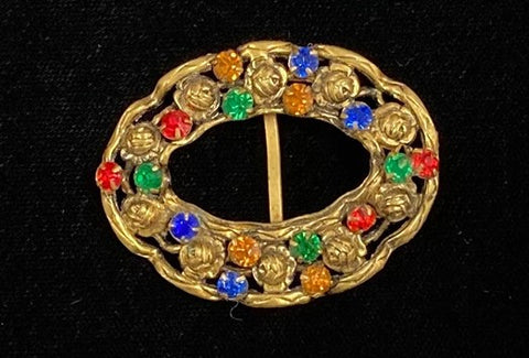 Gilded filigree and coloured stones buckle