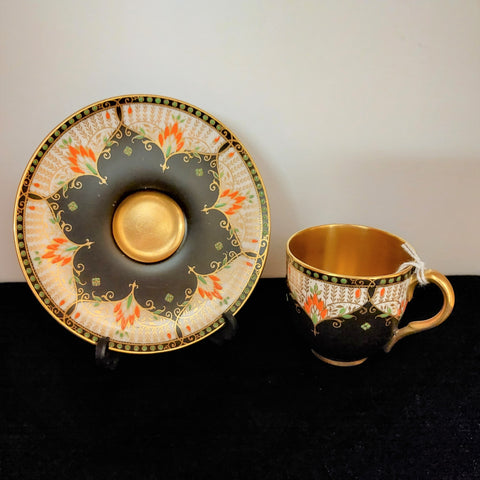Royal Worcester Art Deco Cup and Saucer - c.1930