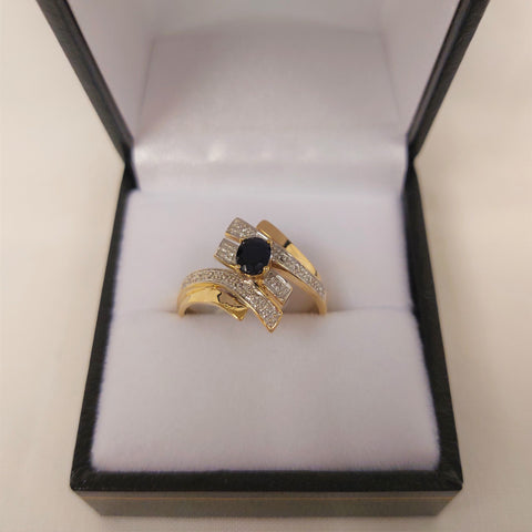 9ct Gold, Diamond and Sapphire Ring