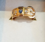Victorian 18ct gold ring, with sapphire and two diamonds