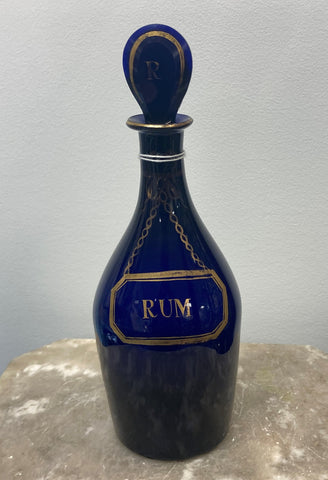 Bristol Blue Glass Rum Decanter c1790 - 1820 George III