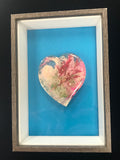 Framed acrylic & resin heart shaped are piece