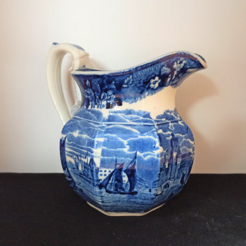 Wedgwood blue & white jug - 'Ferrara' pattern