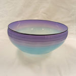 Art Glass Bowl - Pale Blue and Lavender with black stripes