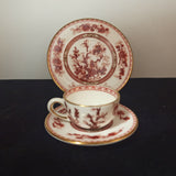 Coalport Miniature Cup, Saucer and Plate - "Indian Tree Coral"