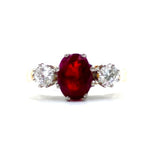 18ct Yellow & White gold ring - Ruby + Two Diamond