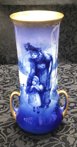 Royal Doulton Vase with 'Blue & White Children' pattern