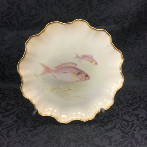 Royal Doulton Handpainted Plate with Fish pattern. C1903